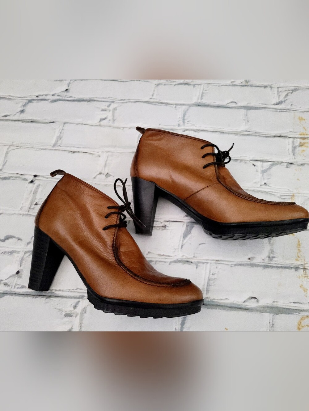 HISPANITAS CARAMEL BROWN LEATHER ANKLE BOOTS SZ 37